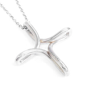 Tiffany Co Elsa Peretti Open Cross Pendant Necklace Silver